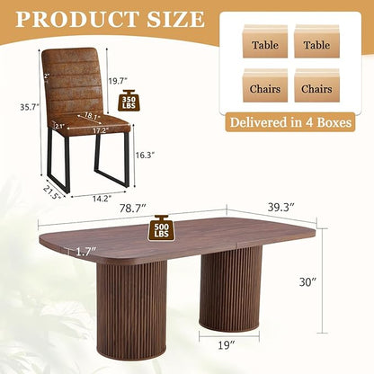 79" Dining Table Set for 8,Large Rectangular Dining Table Set for 8 with Cushioned Chairs,Modern Mid-Century Wood Dining Room Table Set for 8,Ideal for Dining & Gatherings (Walnut)