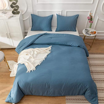 CLOTHKNOW Lake Blue Full Size Comforter Sets 3Pcs Blue Bedding Comforter Sets All Seaon Comforter Soft Comforter with 2 x Pillow Cases