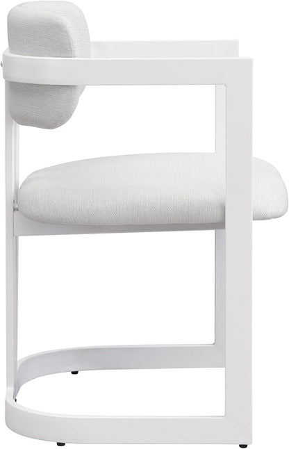 Christopher Knight Home Auber Modern Upholstered Dining Chair Set of 2, Fabric Upholstery Dining Set with Metal Frame, Comfy Side Chair for Living Room, Beige+White
