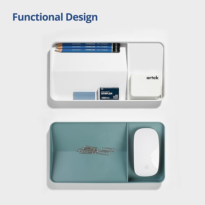 BLUE GINKGO Desk Organizer – Korean-Made Organizer for Notes, Pens, Pencils, and Accessories (Double-sided, White)