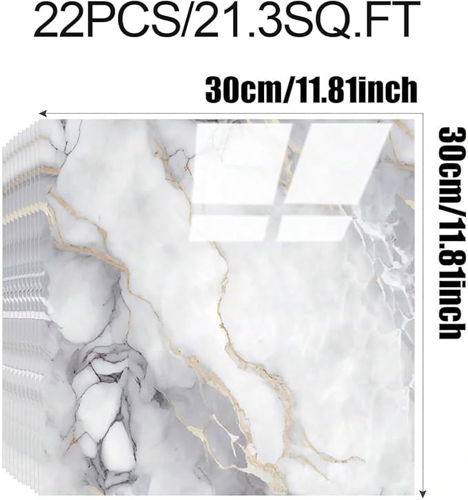 Thick 22pcs Marble Peel and Stick Backsplash Surface Waterproof Wall Panels,Self-Adhesive Marble PVC Foam Wall Panels for Kitchen, Bathroom - 11.8"x11.8" Kitchen Tile(Not Real Tiles,Colorful)