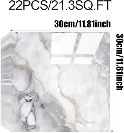 Thick 22pcs Marble Peel and Stick Backsplash Surface Waterproof Wall Panels,Self-Adhesive Marble PVC Foam Wall Panels for Kitchen, Bathroom - 11.8"x11.8" Kitchen Tile(Not Real Tiles,Colorful)