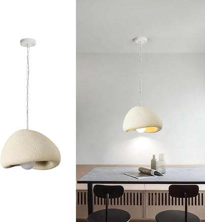 Wabi Sabi Pendant Lights,9.8in White Modern Pendant Light Resin Hanging Lamp Kitchen Island Lighting Modern Japandi Chandelier for Dining Room Bedroom Hallway Restaurant Foyer