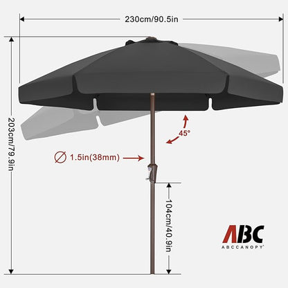ABCCANOPY 7.5ft Scalloped Patio Umbrella, Outdoor Table Umbrella with Tilt and Crank, Fiberglass Ribs Deck Umbrella for Patio, Pool, Garden, Picnic (Dark Gray)