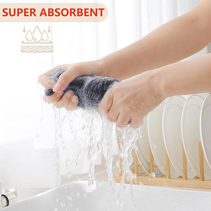 Homaxy 100% Cotton Kitchen Towels and Dishcloths Set, Large 12 x 12 Inches and 20 x 28 Inches, Set of 8 Bulk Kitchen Towels Set, Ultra Soft Absorbent Dish Cloths for Washing Dishes, Dark Grey