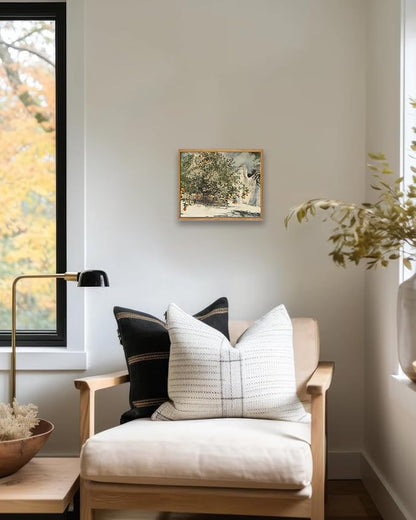 KBKBART Framed Farmhouse Wall Art, Orange Tree Vintage Watercolor Oil Painting, Rustic Kitchen Sign Canvas Wall Art for Dining Room, Bedroom, Living Room, Gallery, Vintage Pictures Wall Decor (8"x10")