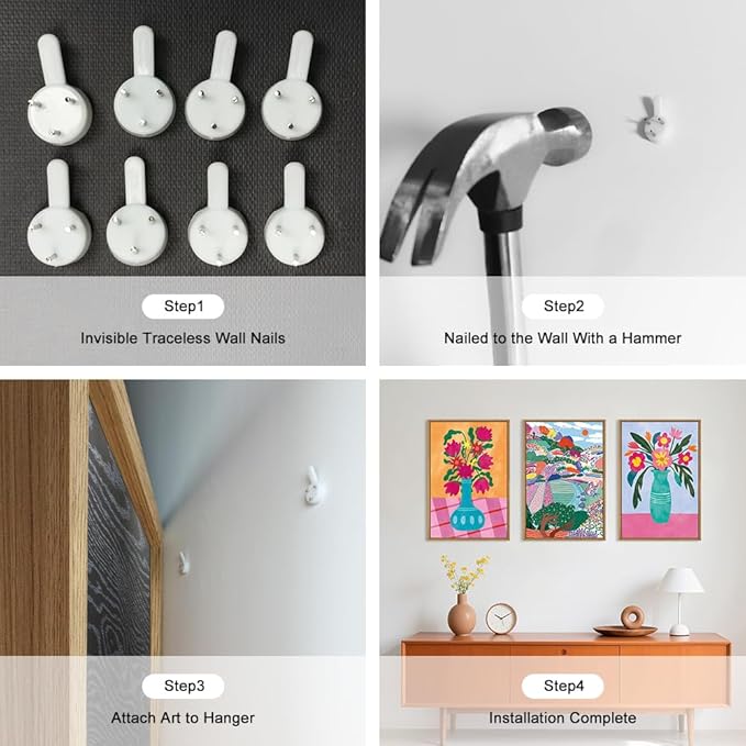 HOURIA Colorful Flower Field Landscape Framed Canvas Wall Art Set,Abstract Pink Floral Wall Decor,Natural Botanical Tree Artwork,Modern Sunrise Art Prints for Living Room,Farmhouse-16 x24 x3