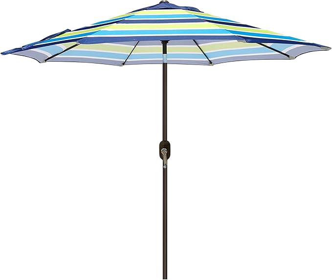 Blissun 9' Outdoor Patio Umbrella, Outdoor Table Umbrella, Yard Umbrella, Market Umbrella with 8 Sturdy Ribs, Push Button Tilt and Crank
