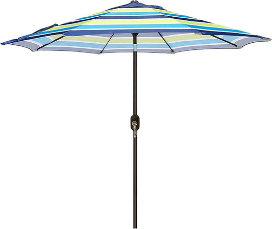 Blissun 9' Outdoor Patio Umbrella, Outdoor Table Umbrella, Yard Umbrella, Market Umbrella with 8 Sturdy Ribs, Push Button Tilt and Crank
