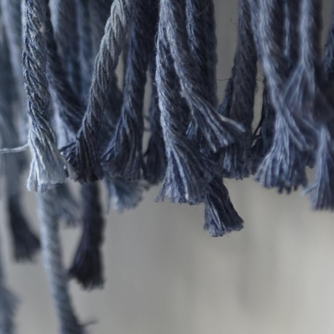 IOWER Macrame Wall Hanging Large Blue Dip Dyed Fiber Art Tapestry, Handmade Boho Wall Decor for Living Room Bedroom, Macrame Wall Art 57" W x 39" L