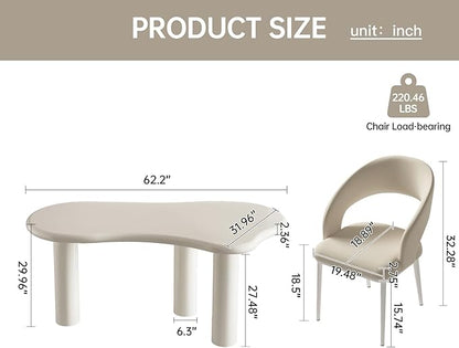62.2" Dining Table Set for 6, Dining Table with 6 Chairs,Modern Cream Style Dining Table Set for Kitchen, Dining Room