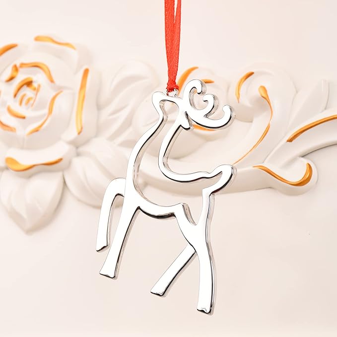 3 Inch Silver Christmas Ornaments - Snowflake, Snowman, Reindeer Hanging Ornaments for Xmas Tree Decoration (Set of 6)