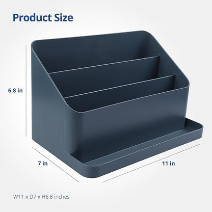 BLUE GINKGO Desk Organizer – Korean-Made Office Storage for Pens, Notes, Mail, and Supplies (Prussian Blue)