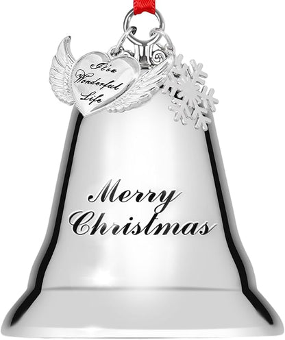 Styleonme Christmas Bells, 2025 Christmas Ornaments, This is a Christmas Angel Bell Accessory Inspired by a Beautiful Life, Featuring The Charm of zinc Alloy Heart-Shaped Angel Wings and Snowflakes