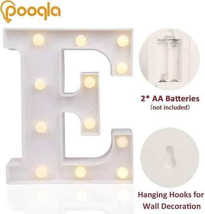 Pooqla LED Marquee Letter Lights Sign, Light Up Alphabet Letter for Home Party Wedding Decoration E