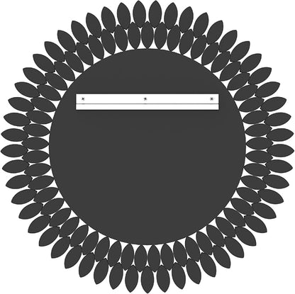 Kelly Miller Round Jeweled Mirror for Wall Decor, 26 in Modern Decorative Wall Mirror with Luxury Diamonds Beveled Vanity Mirror for Bedroom Dresser, Living Room Table, Bathroom, Hallway, Entryway