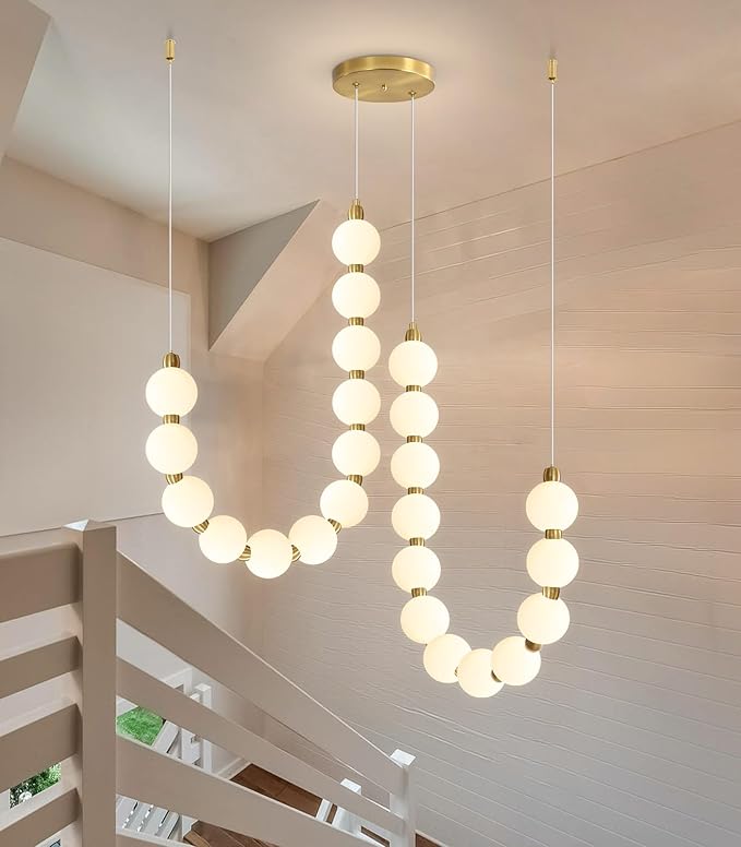 Modern Chandeliers LED Dimmable Light Acrylic Balls Ceiling Pendant Lighting for Dining Room Living Room Bedroom Adjustable Hanging Lights 45 Watts Gold Lamp