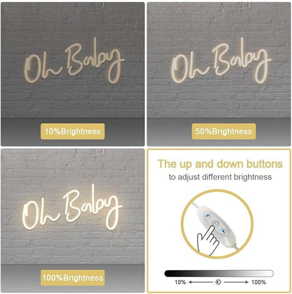 DIVATLA Oh Baby Sign for Backdrop - Oh Baby Neon Sign Shower Decorations, Gender Reveal, Led Sign for Backdrop & Wall Decor, Photo Prop, Gif for New Parents, Warm White