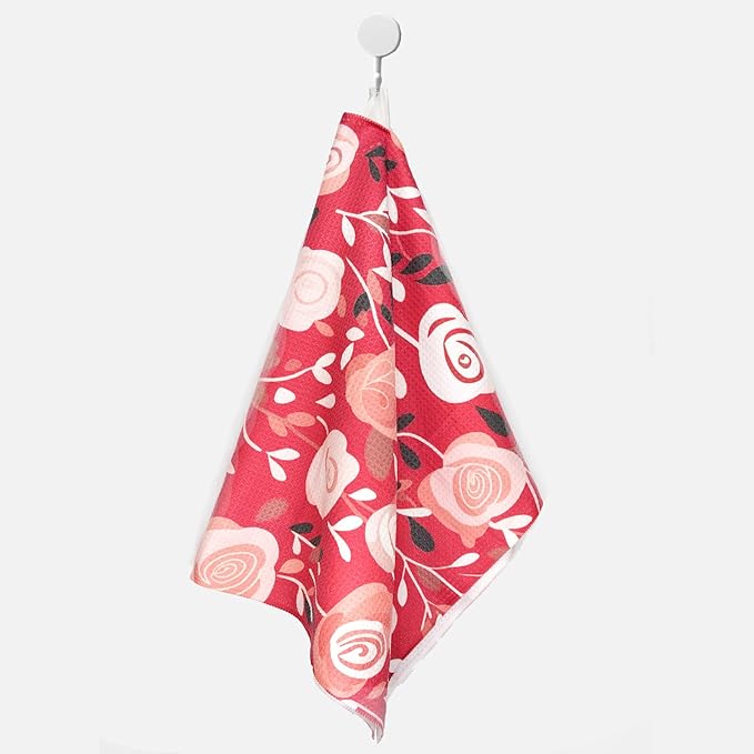 Eunzel Kitchen Tea Towel Quick Dry Microfiber Dish Towels 18x30 Inch Rose