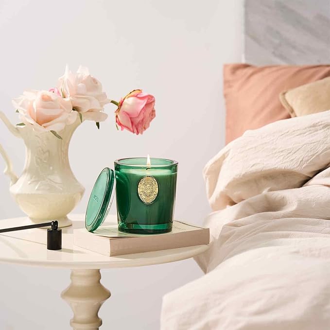 M&SENSE Natural Soy Candle | Eucalyptus Cedarwood& Emerald Green | 9.2 oz, 50H Burn Time | Luxury Scented Candle for Relaxation, Gifting, Home Décor | Ideal for Bedroom, Office, Party Ambiance