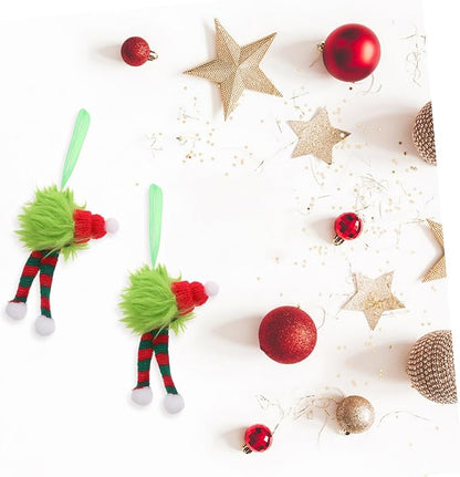 6pcs Christmas Furry Ornaments with Santa Hat and Striped Scarf Plush Hanging Pom Pom Balls for Xmas Tree Indoor Outdoor Holiday Decorations Festive Holiday Creature Design