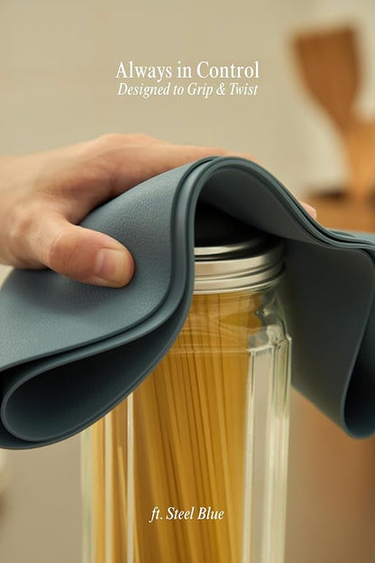 Steel Blue Oval Silicone Placemats Set of 4 – Heat Resistant, Waterproof, Easy to Clean Non-Slip Modern Dining Table Mats – Premium Leather Textured Japandi Kitchen Decor