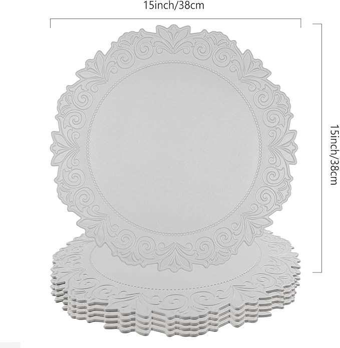 Noctiflorous Round Faux Leather 15 Inch Placemats Set of 4 Waterproof Wipeable Heat Resistant Tablemat for Dining Table Kitchen Non Slip Oilproof Table Place Mat for Indoor Outdoor(Grey, 4)