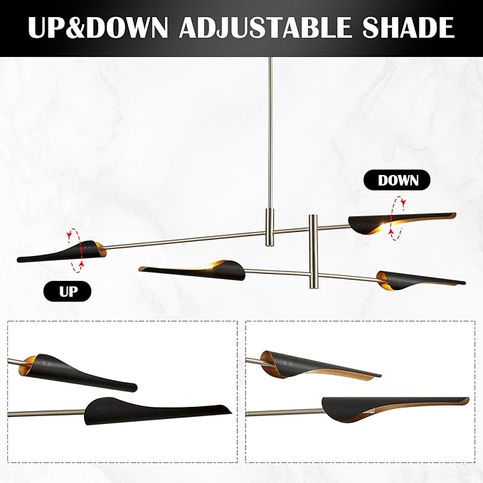 59" Industrial Pendant Light Contemporary Farmhouse Chandelier with Brushed Nickel Finish Modern Pendant Lighting Fixture for Dining Room Living Room Kitchen Island Bedroom, UL Listed