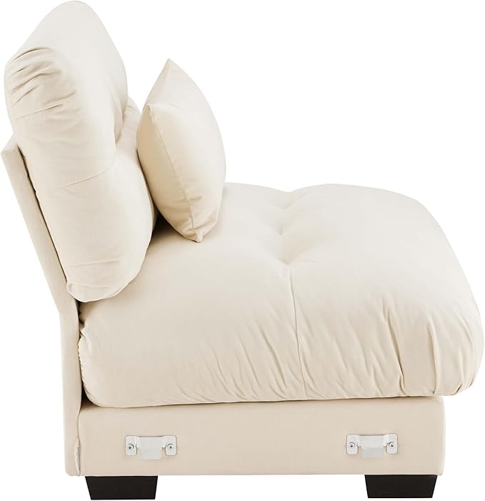 SoarFlash Velvet Sectional Middle Position Sofa, Beige