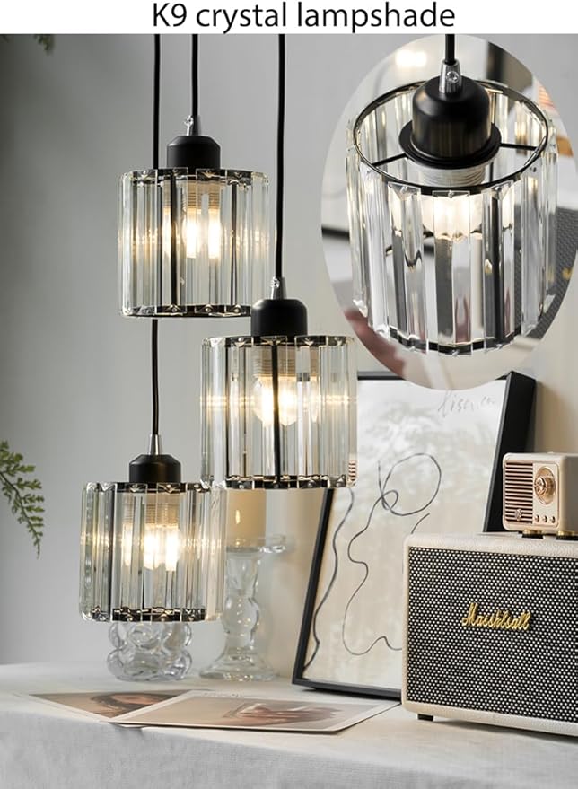 Long Chandeliers for High Ceilings,Modern Crystal Pendant Light,Raindrop Drop Lamp,Hanging Lighting Fixtures for Spiral Staircase,Foyer,Entryway,Living Room,Black (12 Lights)