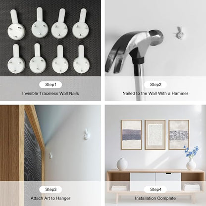 HOURIA Blue White Abstract Neutral Framed Canvas Wall Art Set,Minimalist Boho Waves Lines Wall Decor,Modern Geometric Shapes Print,Mid Century Grunge Artwork for Living Room,Bedroom,Office- 16"x24"x3