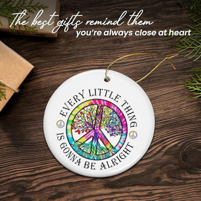 Christmas Hippie Gifts for Women Men - Ceramic Christmas Ornaments 2025 - Hippie Ornaments Boho Decor Gifts for Friends Family, Peace Sign Ornament Gift Ideas for Xmas Decorations