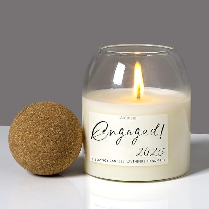 Engagement Gifts，Engagement Gifts for Couples，'Engaged 2025' Candle - 8.50oz Soy Wax, Long-Lasting 60-Hours，Lavender (Engaged 2025)