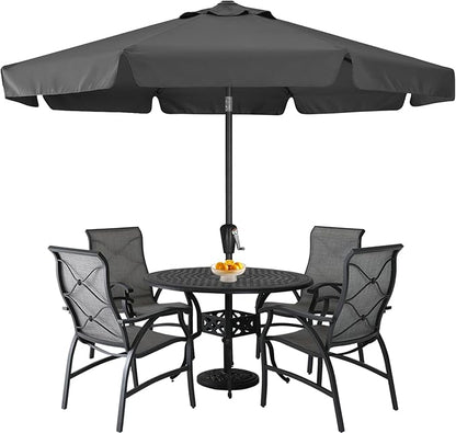 ABCCANOPY 10ft Scalloped Patio Umbrella, Outdoor Table Umbrella with Tilt and Crank, Fiberglass Ribs Deck Umbrella for Patio, Pool, Garden, Picnic (Dark Gray)