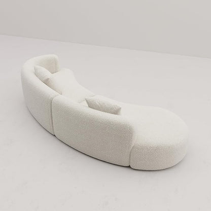 Acanva Modern Curved Sectional Living Room Couch, Minimalist Comfy Boucle Fabric Modular Sofa for Apartment, Home Office, 114" W Left Hand Facing, White