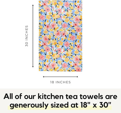 Modern Style Premium Kitchen Tea Towel Super Absorbent Fast Drying Microfiber Wildflower Meadow