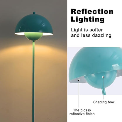COSYLUX Modern Floor Lamp for Living Room, Industrial Tall Standing Lamp for Bedroom, Metal Shade Reflecting Light Reading Floor Lamp for Office, Nursery Room, Corner(Turquoise Blue)