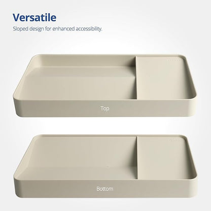 BLUE GINKGO Desk Organizer – Korean-Made Organizer for Notes, Pens, Pencils, and Accessories (Double-sided, Beige)