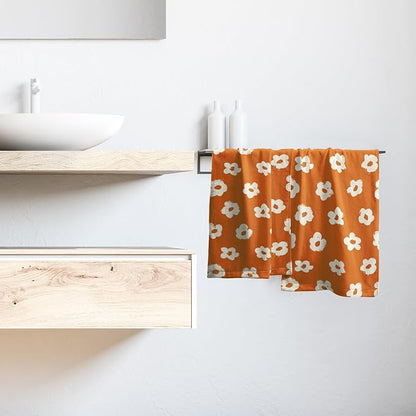 Modern Style Kitchen Towels Set of 2 Orange Floral Microfiber Dish Towels Kitchen