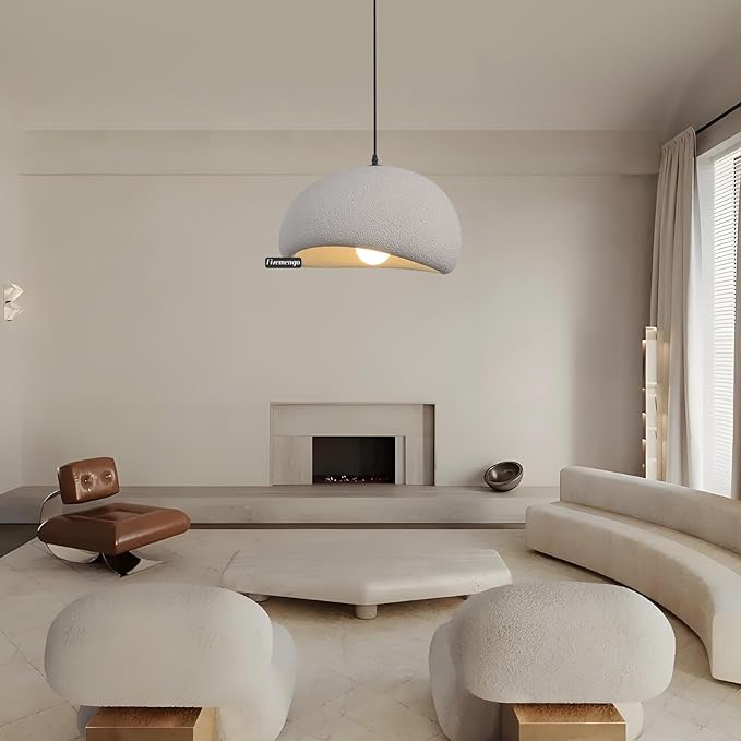 15.7in Wabi Sabi Pendant Lights Kitchen Island Lighting Fixture Ceiling Mount Grey Modern Japanese Lamp Japandi Chandelier for Dining Living Room Hallway Bedroom Restaurant Hanging Lamp