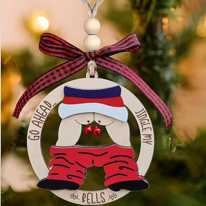 Jingle My Bell Ornaments, Santa Christmas Ornaments 2025, White Elephant Gifts for Women, Jingle Bell Ornaments for Christmas Tree, Funny Wooden Christmas Ornaments 2025