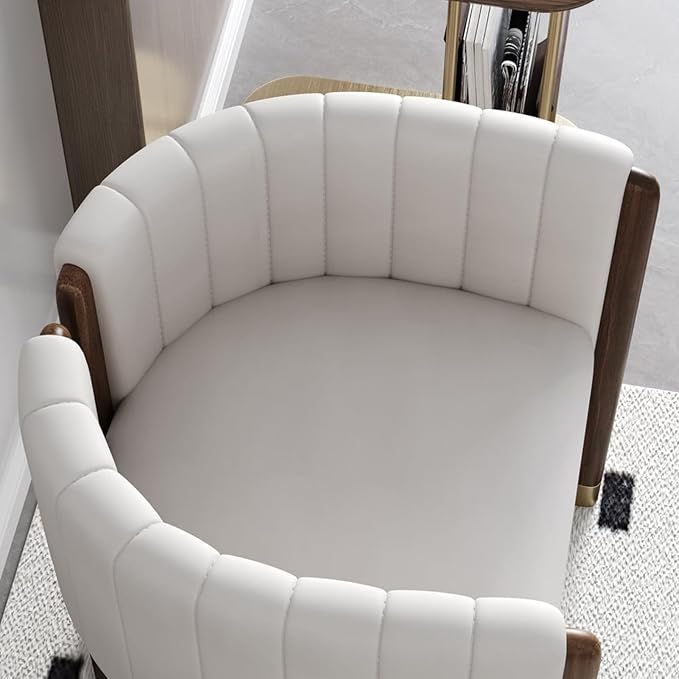 Velvet Fluted Accent Chair for Living Room with Wood Frame, High Resilience Foam, Elegant Modern Armchair (White)
