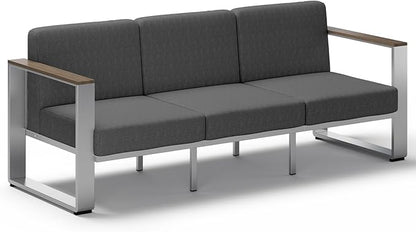 Aluminum Outdoor Patio Furniture, 1 Piece 3-Seat Outdoor Seating, All-Weather Metal Modern Outside Chair for Deck, Porch (LightGray)