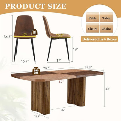 Dining Table Set for 8 - Large 79" Rectangular Kitchen Table Set for 8 with Cushioned Chairs,Modern Mid-Century Wood Dining Room Tables Sets for 8 Ideal for Kitchen & Gatherings