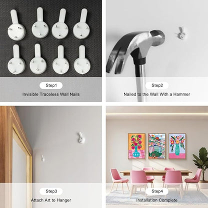 HOURIA Colorful Flower Field Landscape Framed Canvas Wall Art Set,Abstract Pink Floral Wall Decor,Natural Botanical Tree Artwork,Modern Sunrise Art Prints for Living Room,Farmhouse-24 x36 x3