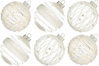 XmasExp Christmas Ball Ornaments Set, Shatterproof Christmastree Decorations,12ct Large Plastic Hanging Ornaments, 70mm/2.76",White