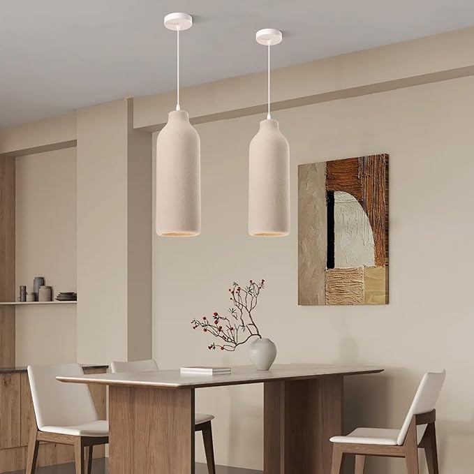 JAYMP Wabi Sabi Pendant Light for Dining Room Kitchen Island Light Hallway Restaurant Hanging Lamp E26 Base Japanese Style Wine Bottle Shape Lighting Fixture, 1 Pack (Light Brown,B Shape, D18×H50cm)