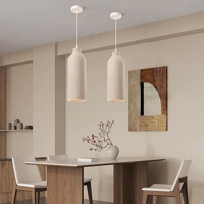 JAYMP Wabi Sabi Pendant Light for Dining Room Kitchen Island Light Hallway Restaurant Hanging Lamp E26 Base Japanese Style Wine Bottle Shape Lighting Fixture, 1 Pack (Light Brown,B Shape, D18×H50cm)