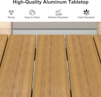 PURPLE LEAF 9 Piece Longer Patio Dining Set with Outdoor Aluminium Dining Table and Woven Chairs Modern Metal Furniture Cushions Sets for Garden Yard Indoor Decor Kitchen Teak