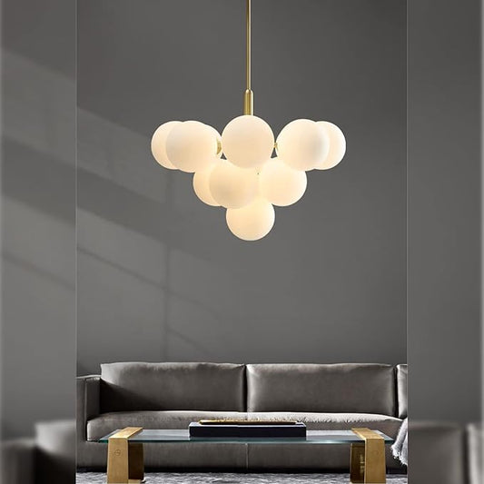 Mid Century Modern Chandelier 13-Light Brass Gold Pendant Lighting Fixture for Dining Room, Kitchen Island, Bedroom, Living Room